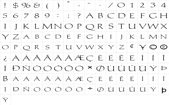 FZ ROMAN 2 EX Normal Character Map FZ ROMAN 2 EX Normal Character Map