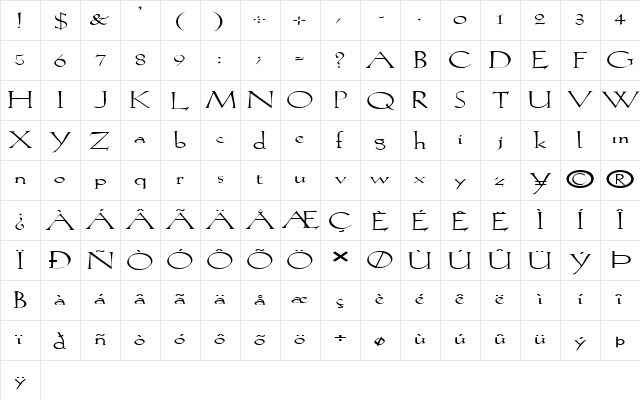 FZ ROMAN 20 EX Normal Character Map