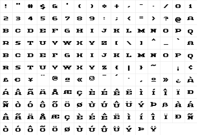 Methodic Bold Character Map
