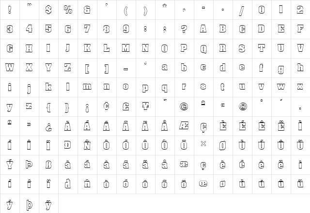 FZ ROMAN 3 HOLLOW Normal Character Map