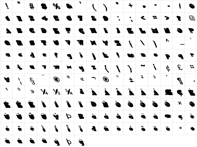 FZ UNIQUE 11 MANGLED LEFTY Normal Character Map