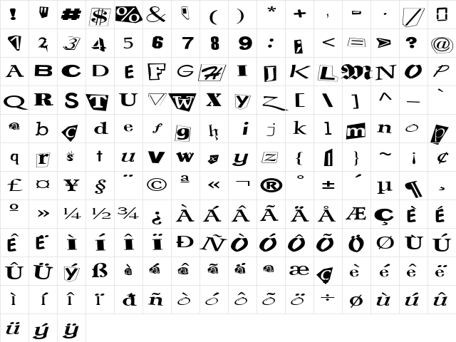 FZ UNIQUE 23 EX Normal Character Map