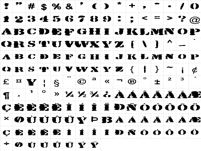 FZ UNIQUE 25 MANGLED EX Normal Character Map FZ UNIQUE 25 MANGLED EX Normal Character Map