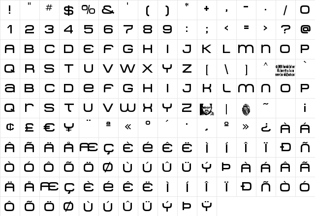 MetroDF Regular Character Map MetroDF Regular Character Map