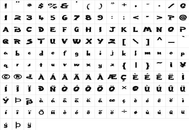 FZ UNIQUE 50 EX Normal Character Map