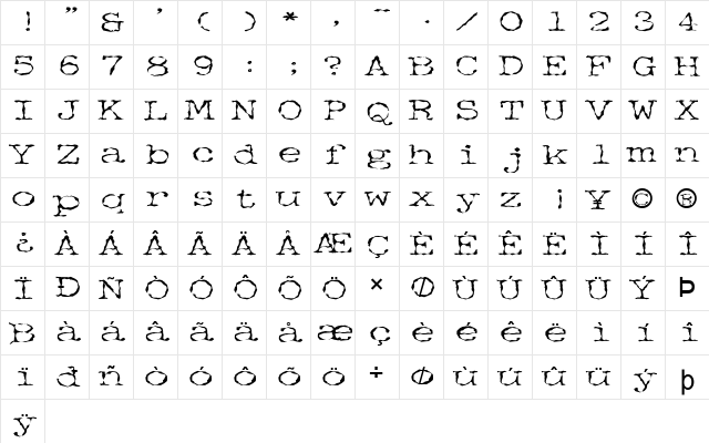 FZ WACKY 34 Normal Character Map