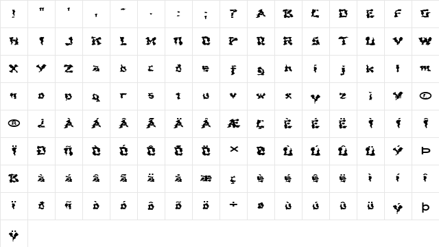 FZ WACKY 44 EX Normal Character Map FZ WACKY 44 EX Normal Character Map