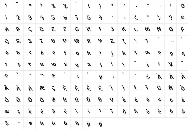 FZ WACKY 48 LEFTY Normal Character Map