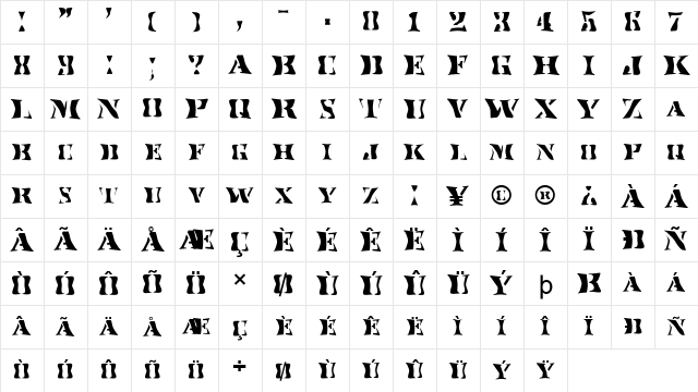FZ WARPED 17 Normal Character Map
