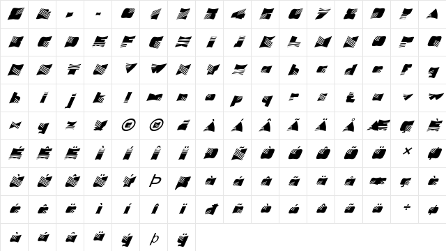 FZ WARPED 7 ITALIC Normal Character Map
