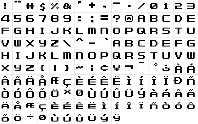 F-Zero GBA Text 1 Regular Character Map F-Zero GBA Text 1 Regular Character Map