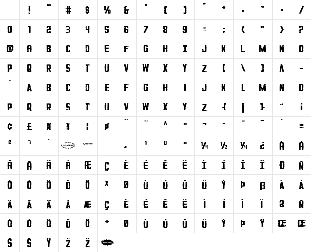 G.I. Incognito Small Regular Character Map