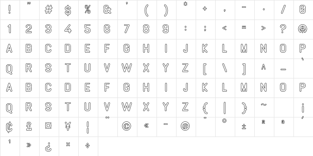 GABOED Outline Character Map