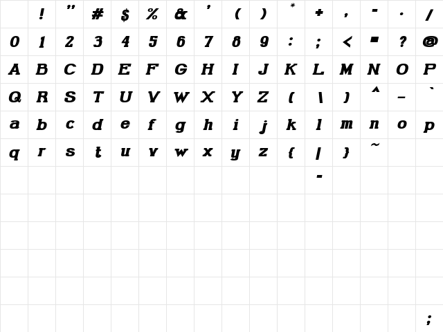Gabriel Serif Bold Italic Character Map