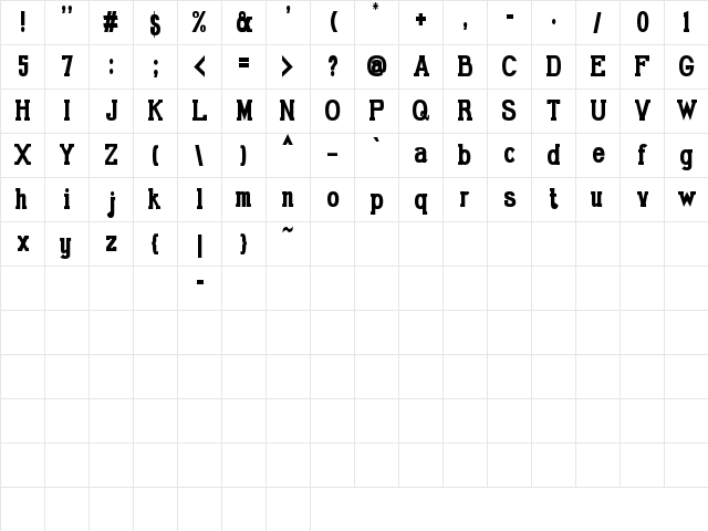 Gabriel Serif Condensed Bold Character Map