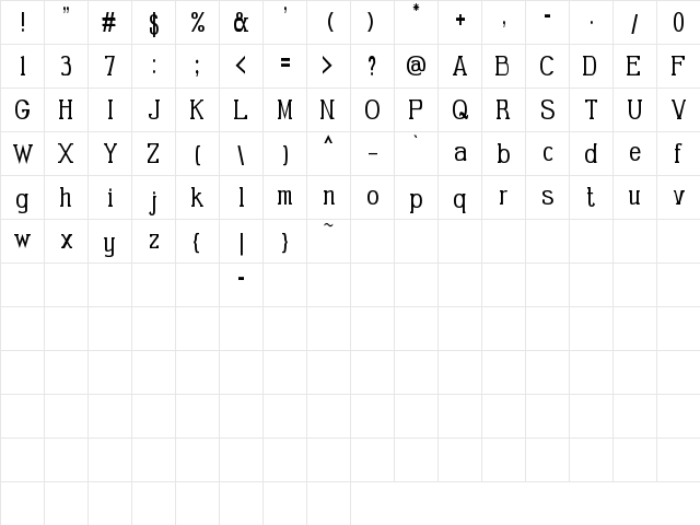 Gabriel Serif Condensed Regular Character Map