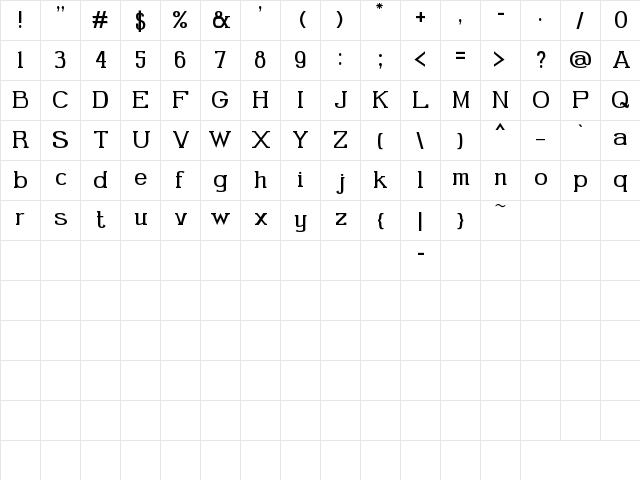 Gabriel Serif Regular Character Map