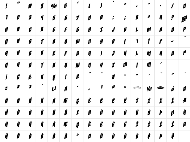 Galaxy Force Expanded Semi-Italic Expanded Italic Character Map Galaxy Force Expanded Semi-Italic Expanded Italic Character Map