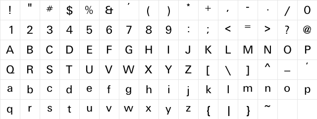 Galaxy Regular Character Map Galaxy Regular Character Map