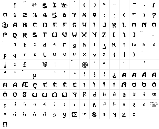 Metropolitain Regular Character Map Metropolitain Regular Character Map