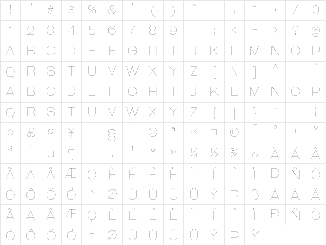 Galderglynn Titling UltraLight Character Map Galderglynn Titling UltraLight Character Map