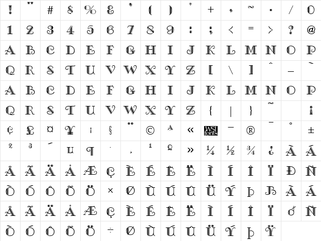 Gallery Regular Character Map
