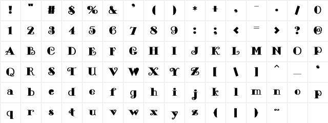 Galya Bold Character Map
