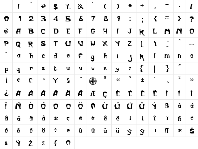Metropolitain Regular Character Map Metropolitain Regular Character Map
