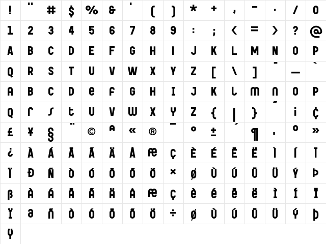 Garaje 53 Unicase Black Character Map