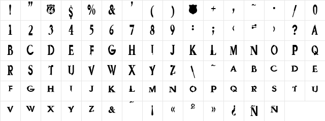 GaramGarde Regular Character Map