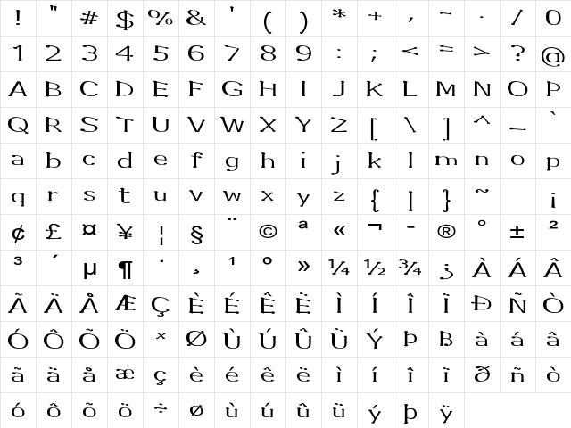 Garandrun Expanded Bold Character Map Garandrun Expanded Bold Character Map