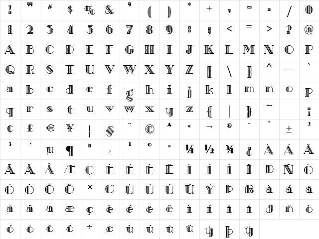 MetroRetroRedux Medium Character Map