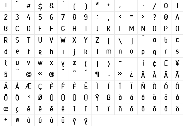 Metsys Regular Character Map Metsys Regular Character Map