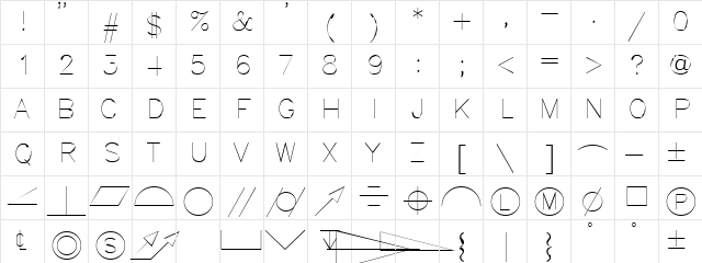 GDT Regular Character Map