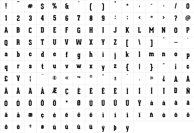 Geared Slab Extrabold Character Map