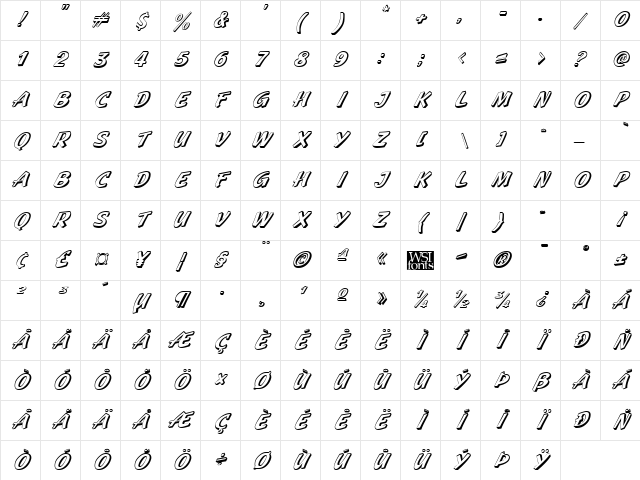 Gecko Italic Character Map Gecko Italic Character Map