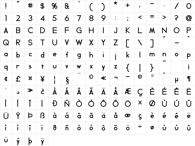 Geddes Bold Character Map