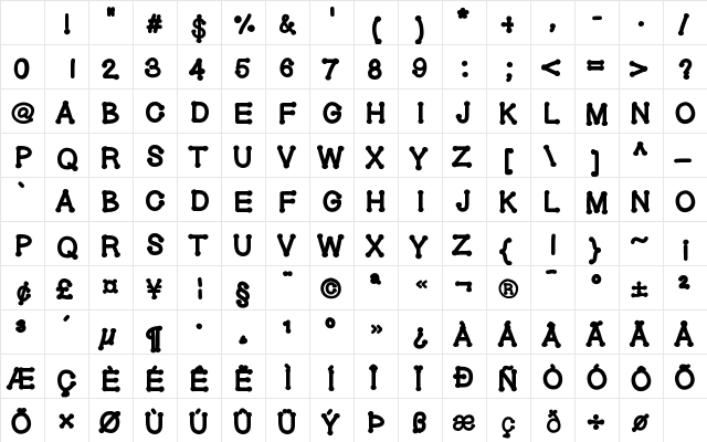 GelDoticaPlainHeavy Heavy Character Map