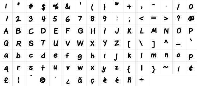 GelPenHeavy Heavy Character Map