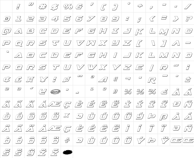 Gemina 2 3D Italic Character Map Gemina 2 3D Italic Character Map