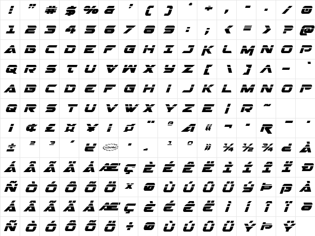 Gemina 2 Laser Italic Italic Character Map
