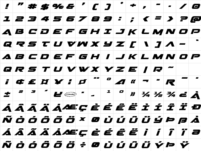 Gemina Expanded Italic Expanded Italic Character Map Gemina Expanded Italic Expanded Italic Character Map