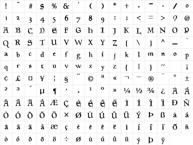 GeneralMotionFont110 Bold Character Map