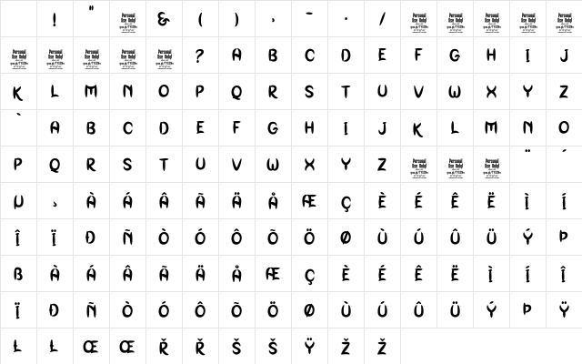 Genoock Personal Use Regular Character Map