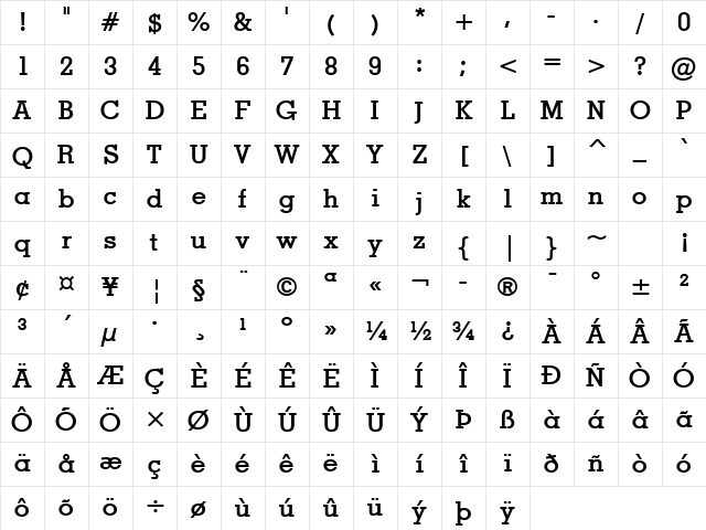 Geo Bold Character Map