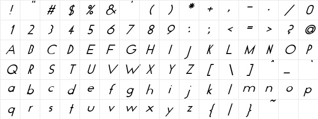 Geo Italic Character Map