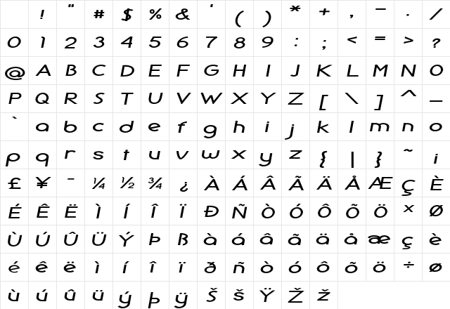 Geode Extra-expanded Bold Character Map Geode Extra-expanded Bold Character Map