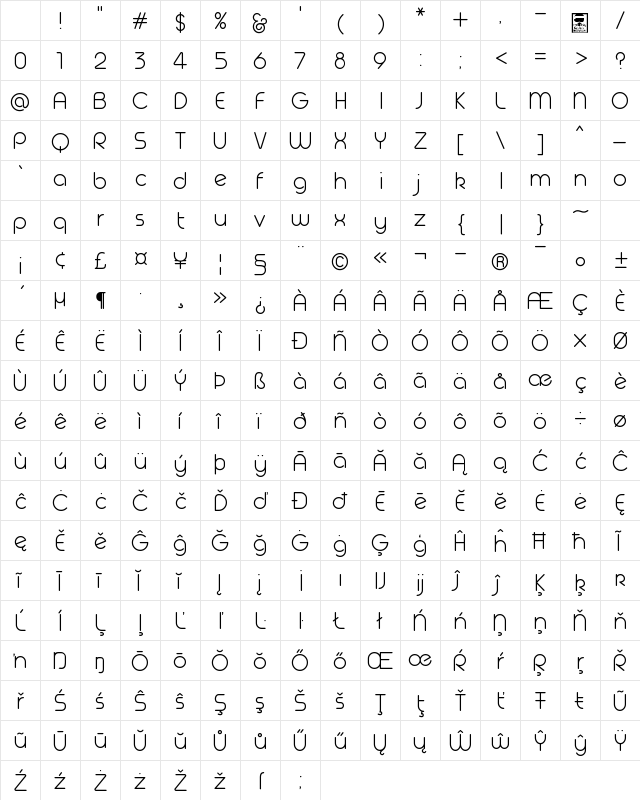 Geoma Light Demo Regular Character Map Geoma Light Demo Regular Character Map