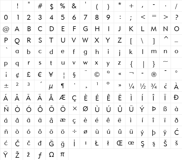Geometr415 Lt BT Lite Character Map Geometr415 Lt BT Lite Character Map