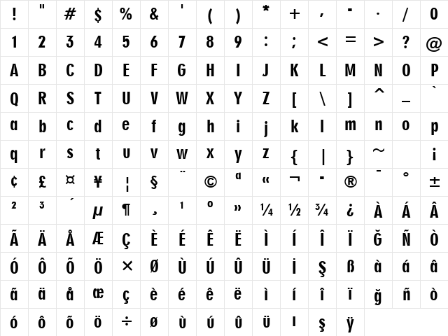 Geometr706 BlkCn BT Black Character Map
